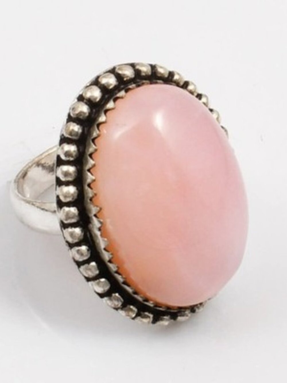 Rose Quartz Gemstone Sterling Silver Ring 6,75